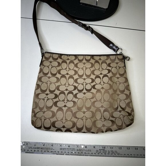 Coach Signature Stripe C Crossbody Messenger Shoulder Black Trendy Tan - Picture 8 of 8